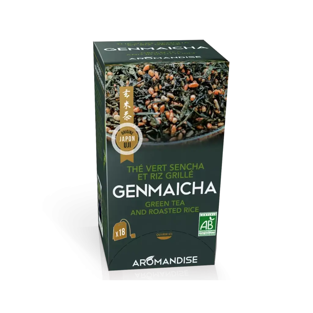 [Aromandise_Genmaicha_Green_Tea_Bags] Ceai verde Genmaicha și orez în pliculețe de ceai