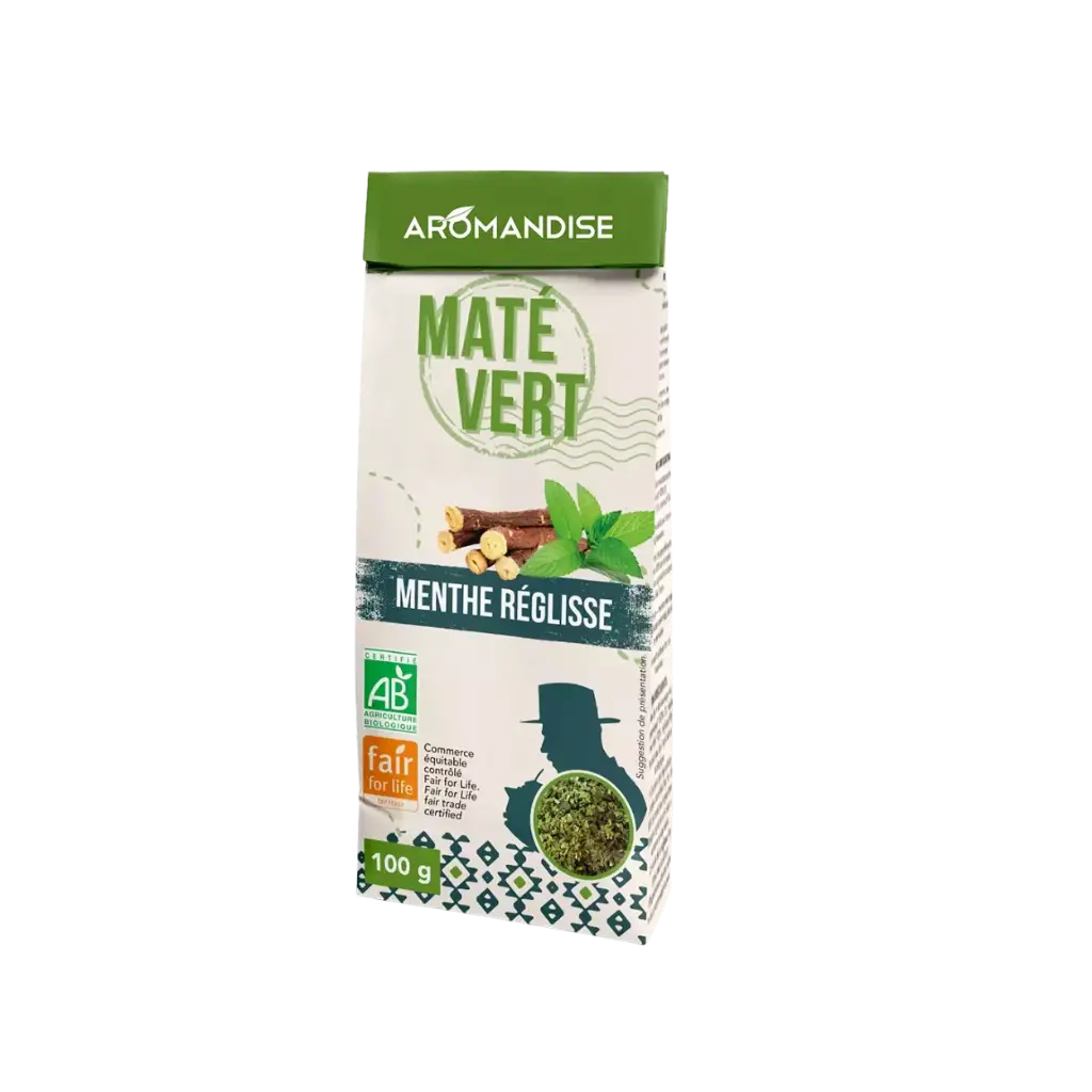 [AROM_WILD_GREEN_MATE_MINT_LICORICE_100G] Диво събрано зелено мате с мента и женско биле
