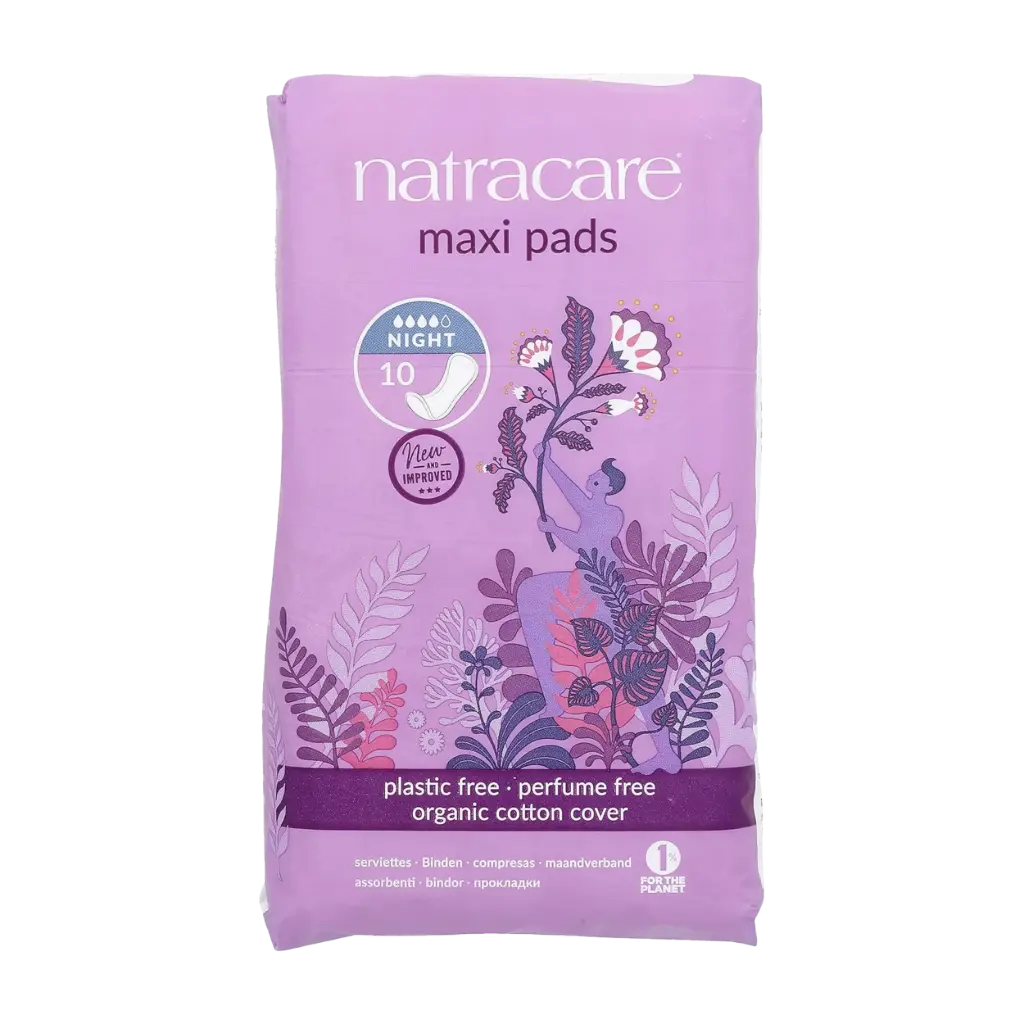 [NatraCare-10 Pads] Natracare Maxi - превръзки без крилца (10 нощни превръзки)