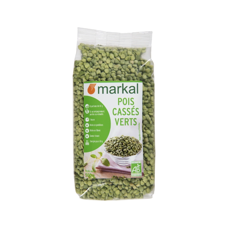 [MARKAL-SPLIT-PEAS-GREEN] Mazăre Despicată Bio Verde, 500g