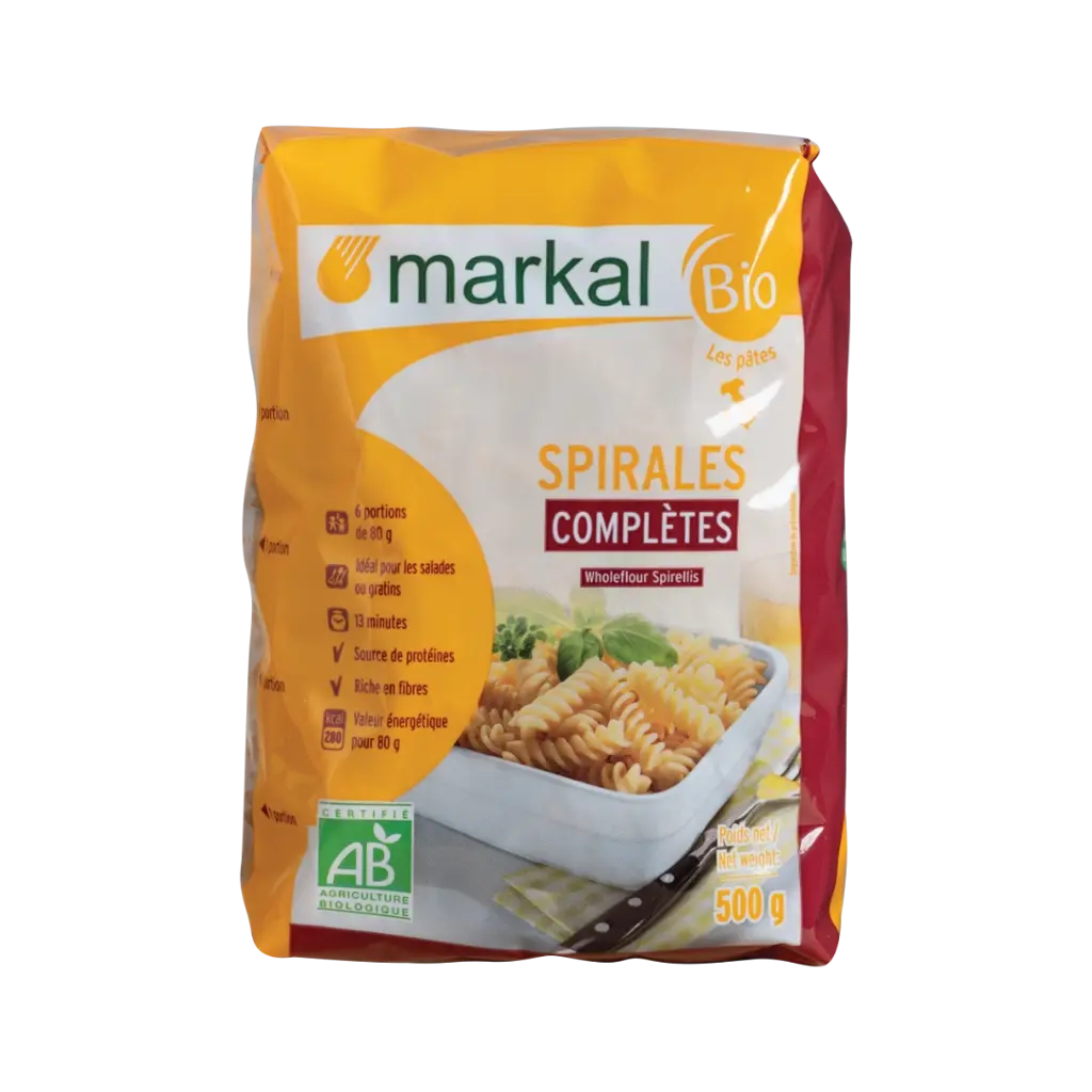 [MARKAL-FUSILLI] Пълнозърнеста паста Фузили – биологична