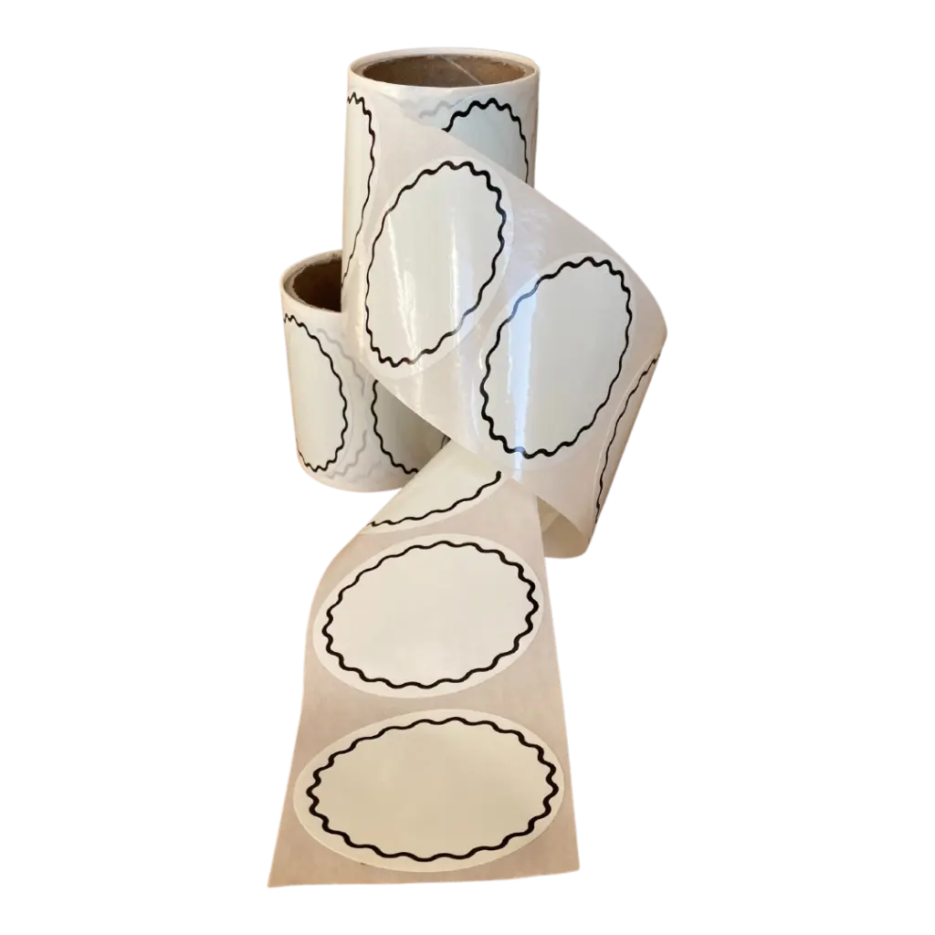 [1OR2-25-P] Oval Jar Labels 25pc/roll -Removable Without Traces -Design#2 (1 овална ролка (25 етикета), с химикал)