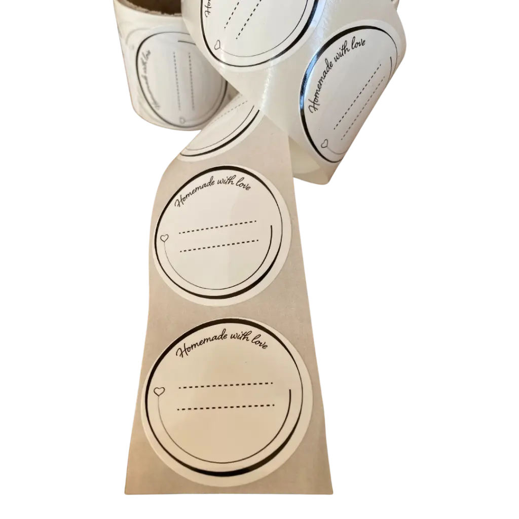 [1RR4-25-P] Round Jar Labels 25pc/roll -Removable Without Traces -Design#4 (1 round roll (25 labels), With pen)