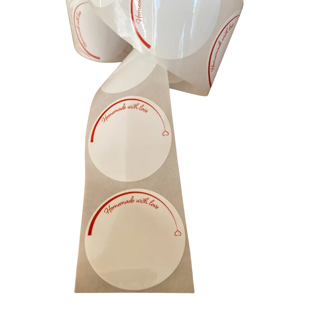 [1RR5-25-P] Round Jar Labels 25pc/roll -Removable Without Traces -Design#5 (1 кръгла ролка (25 етикета), с химикал)