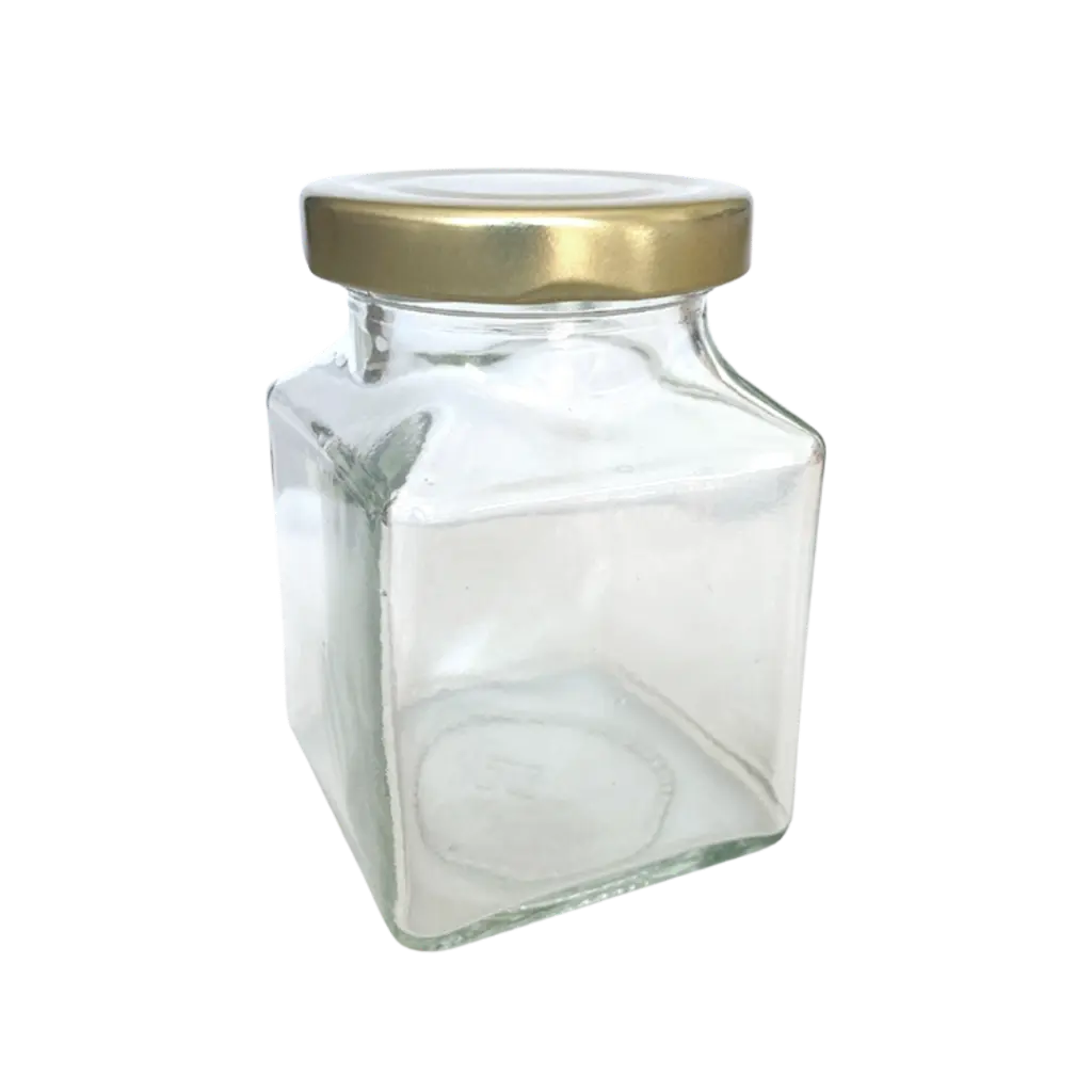 [WECK-CUBIC-200] 4x Cubic WECK Glass Jar with Golden Lid 200ml