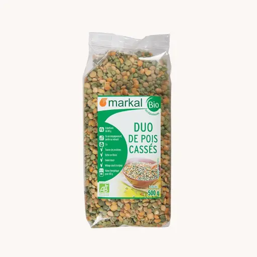 [MARKAL-SPLIT-PEAS-MIX] Organic Split Peas Green and Yellow, 500g