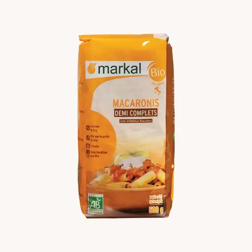 [MARKAL-MACARONI-SEMI] Organic Semi-Whole Macaroni, 500g