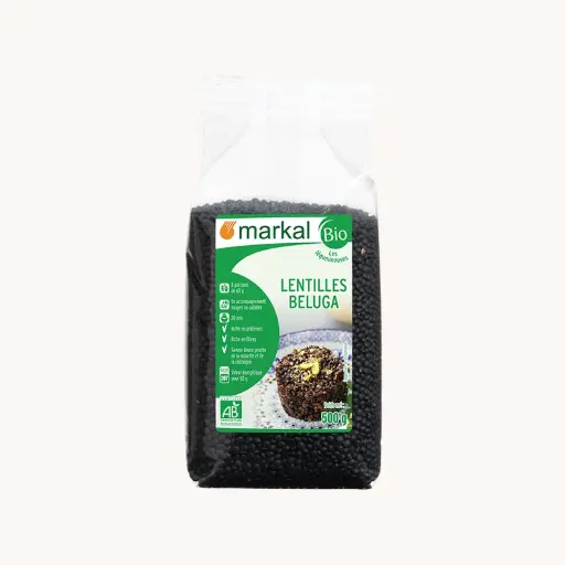 [MARKAL-BELUGA-LENTILS] Organic Black Beluga Lentils, 500g