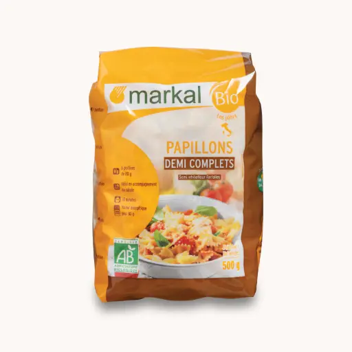 [MARKAL-FARFALLE] Semi-Wholegrain Farfalle Pasta – Organic 