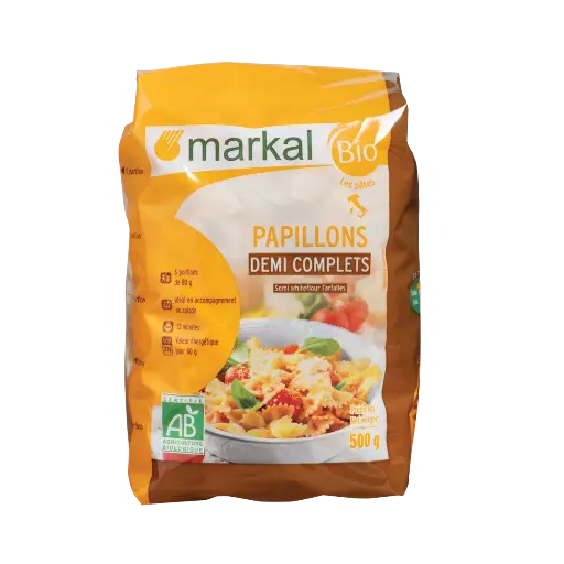 [MARKAL-FARFALLE] Semi-Wholegrain Farfalle Pasta – Organic 