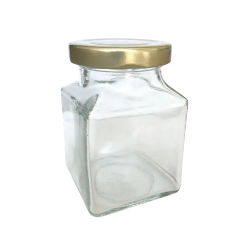[WECK-CUBIC-200] 4x Cubic WECK Glass Jar with Golden Lid 200ml